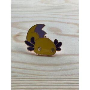 Axolotl Enamel Pin With Gold-Tone Finish Secure Backing Yellow & Purple